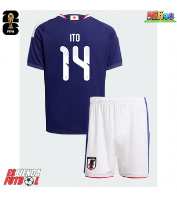 Japón Junya Ito #14 Primera Equipación Niños Mundial 2026 Manga Corta (+ Pantalones cortos)